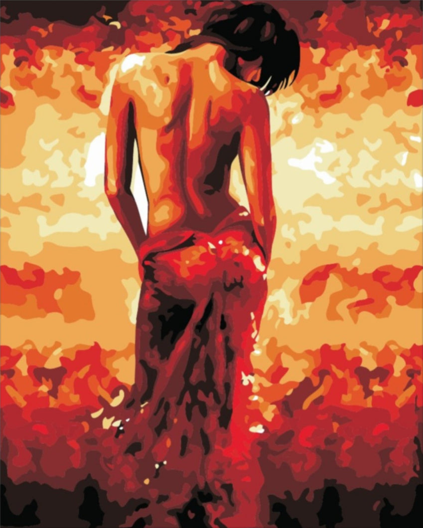 Tüzes Topless Nő - számfestő készlet