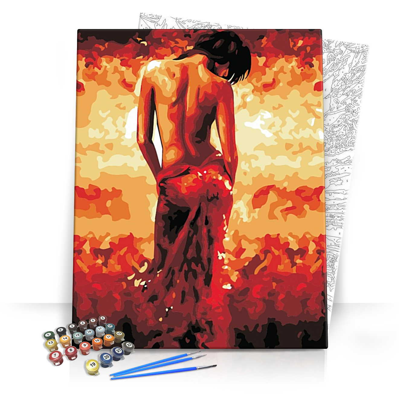 Tüzes Topless Nő - számfestő készlet