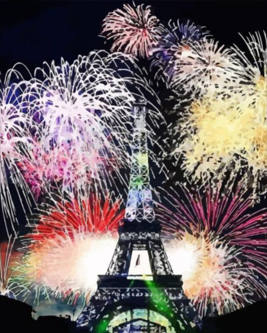 Tűzijáték Párizsban - számfestő készlet