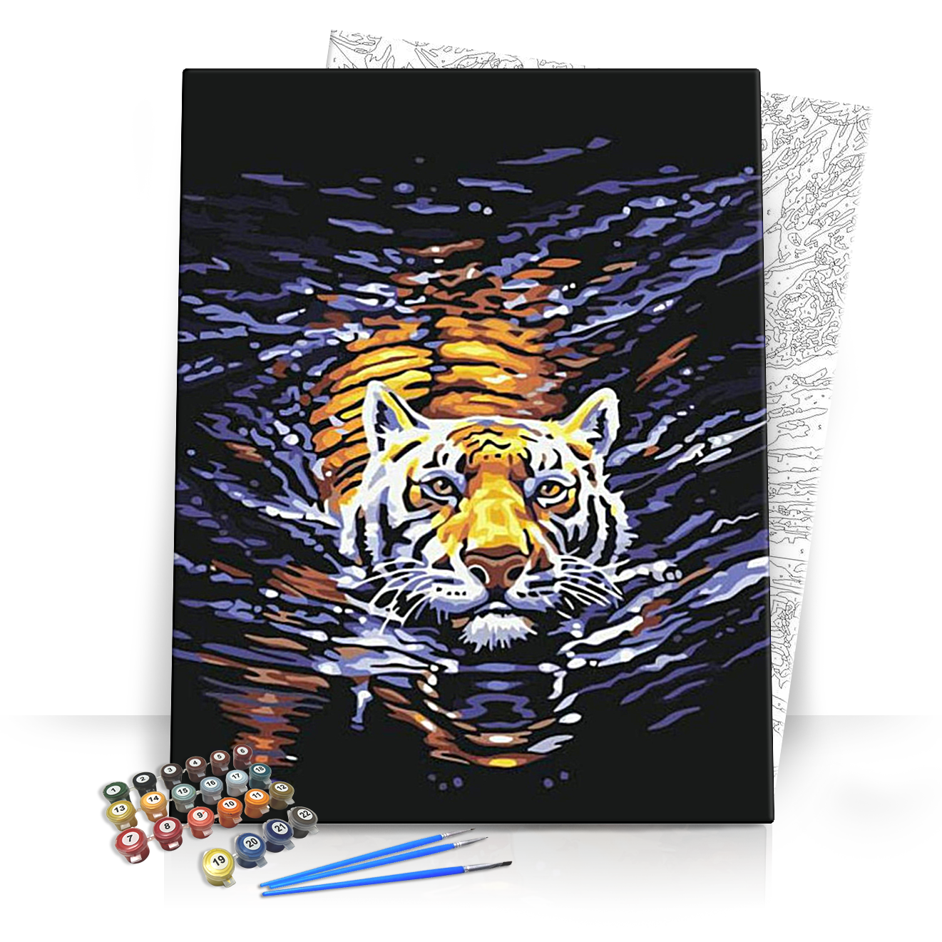Úszó tigris - számfestő készlet