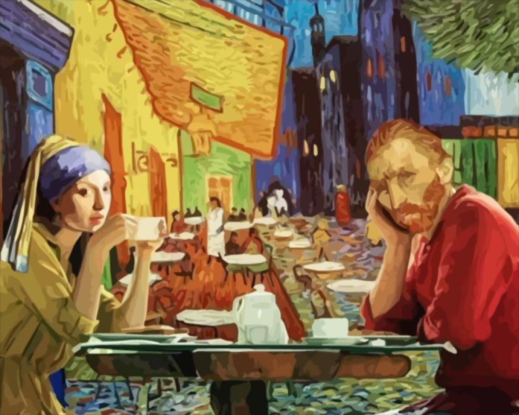 Van Gogh a teraszon - számfestő készlet