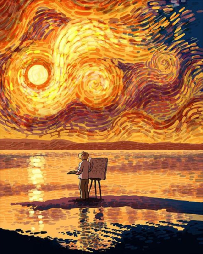 Van Gogh naplemente - számfestő készlet