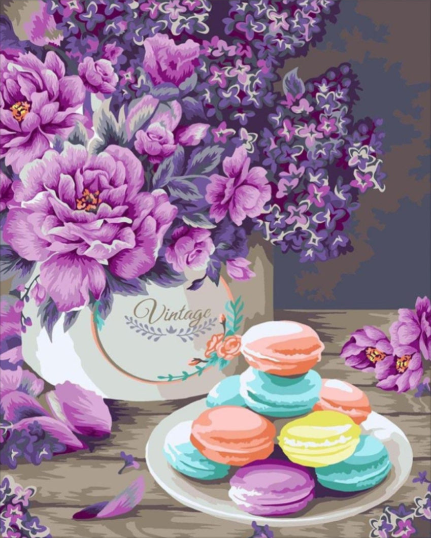 Vintage macaron - számfestő készlet