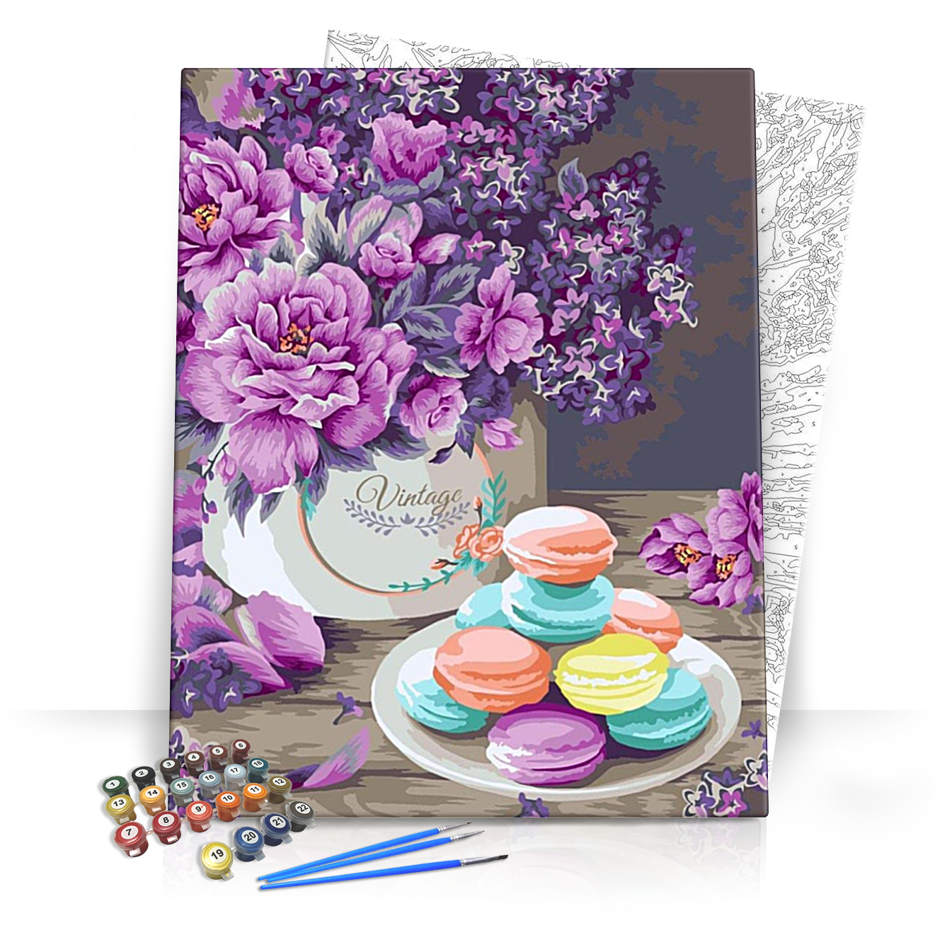 Vintage macaron - számfestő készlet