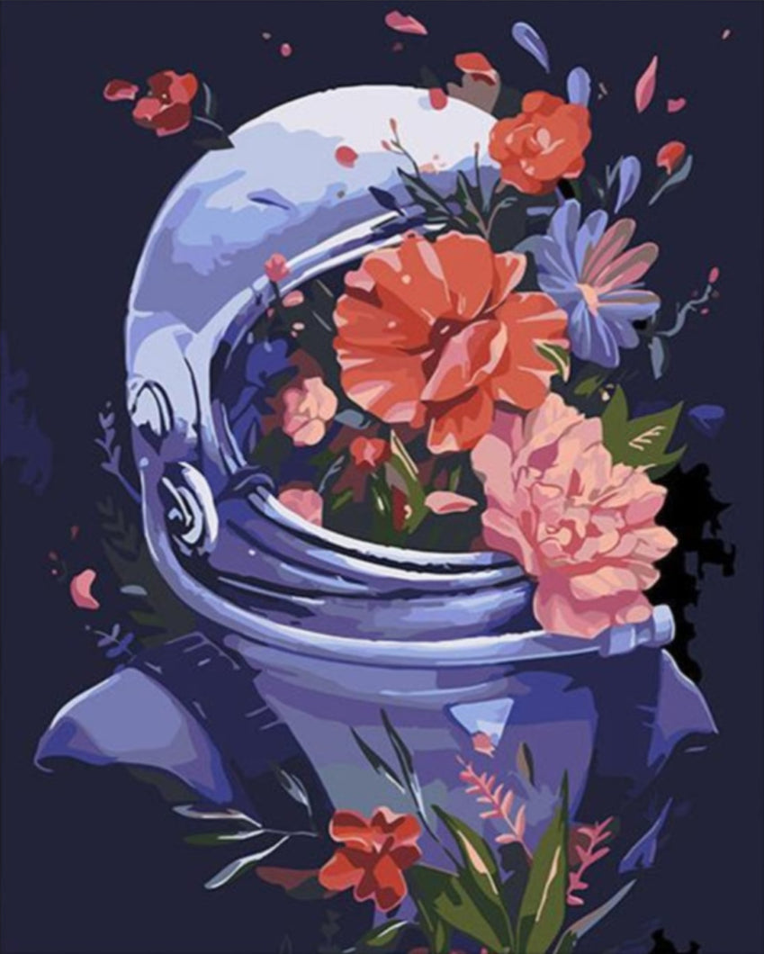 Virágba borult űrruha - számfestő készlet