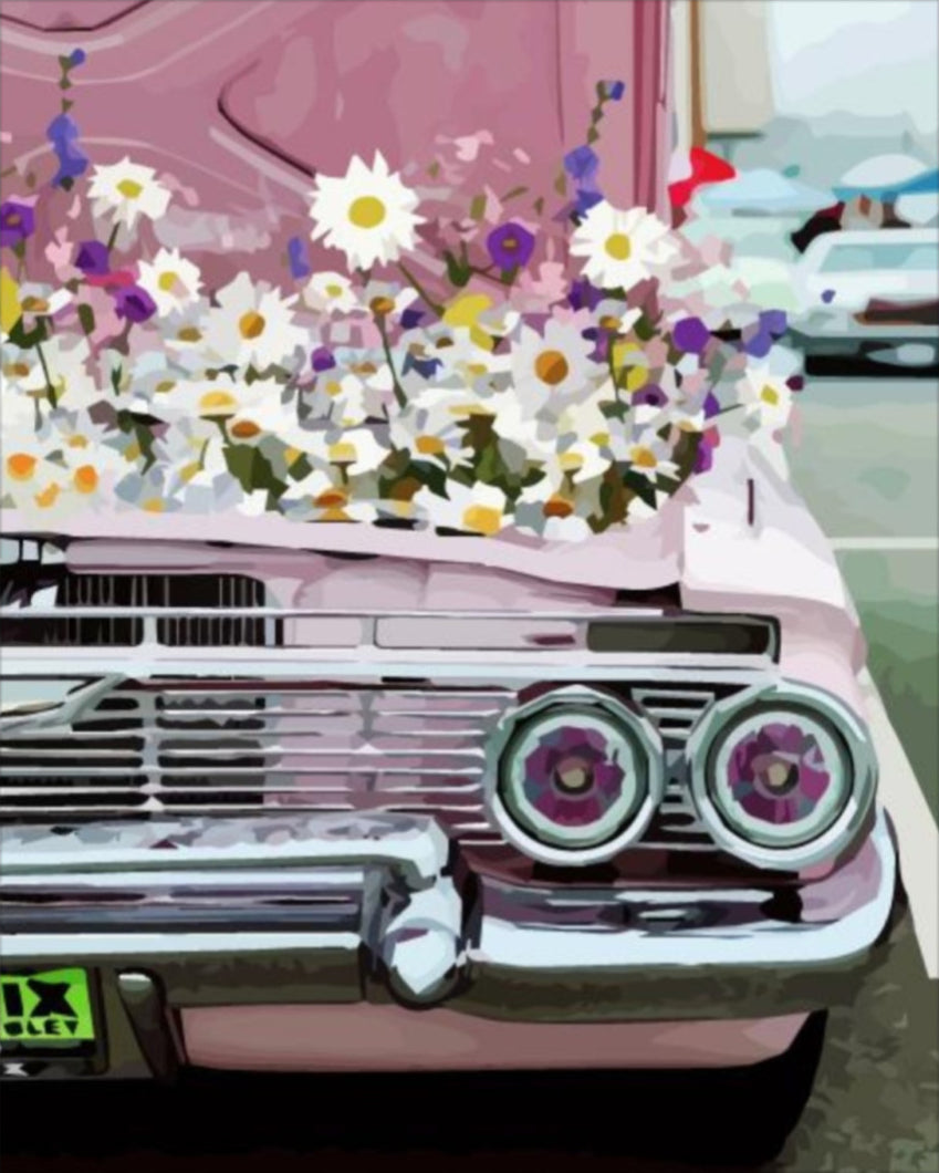 Virágos autó - számfestő készlet