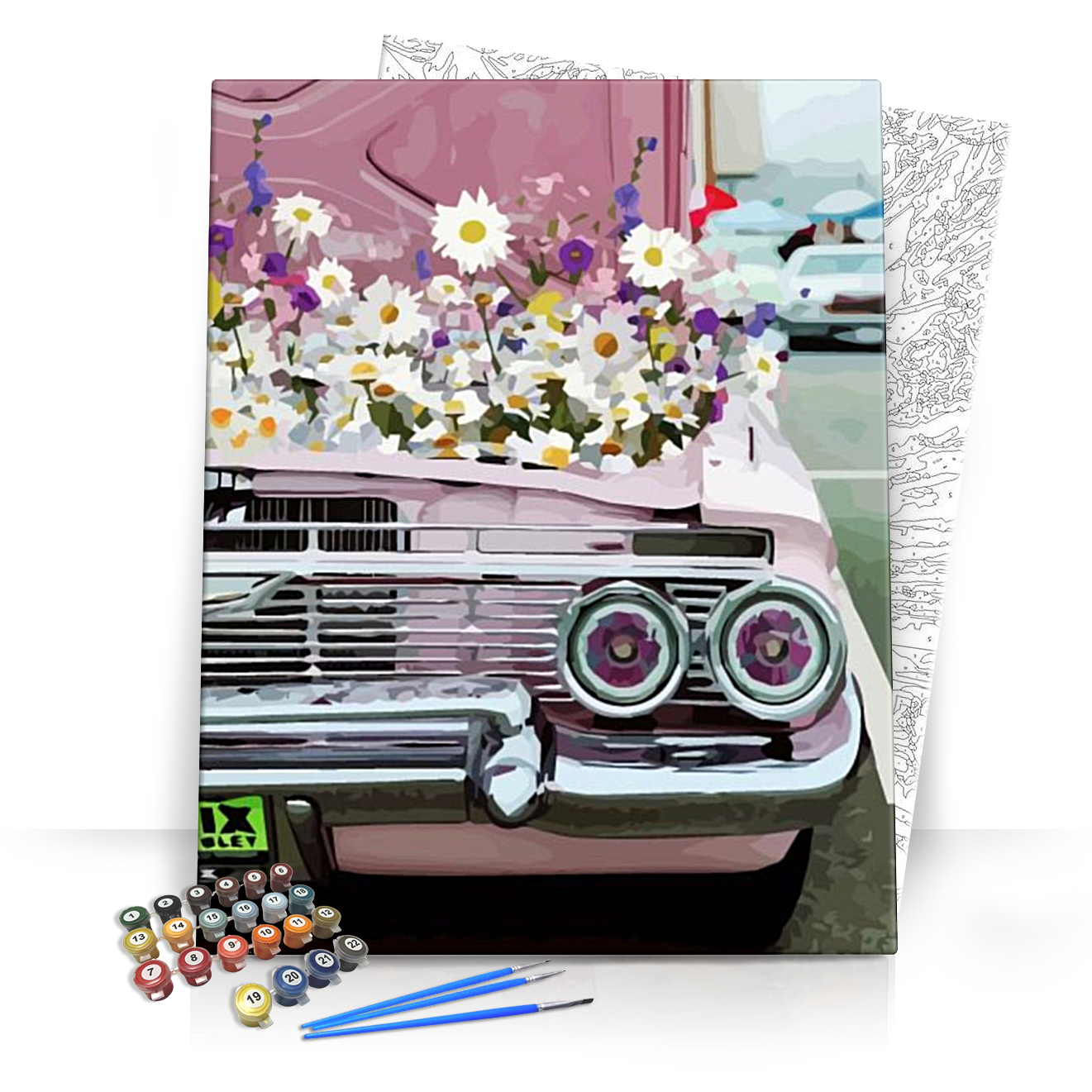 Virágos autó - számfestő készlet