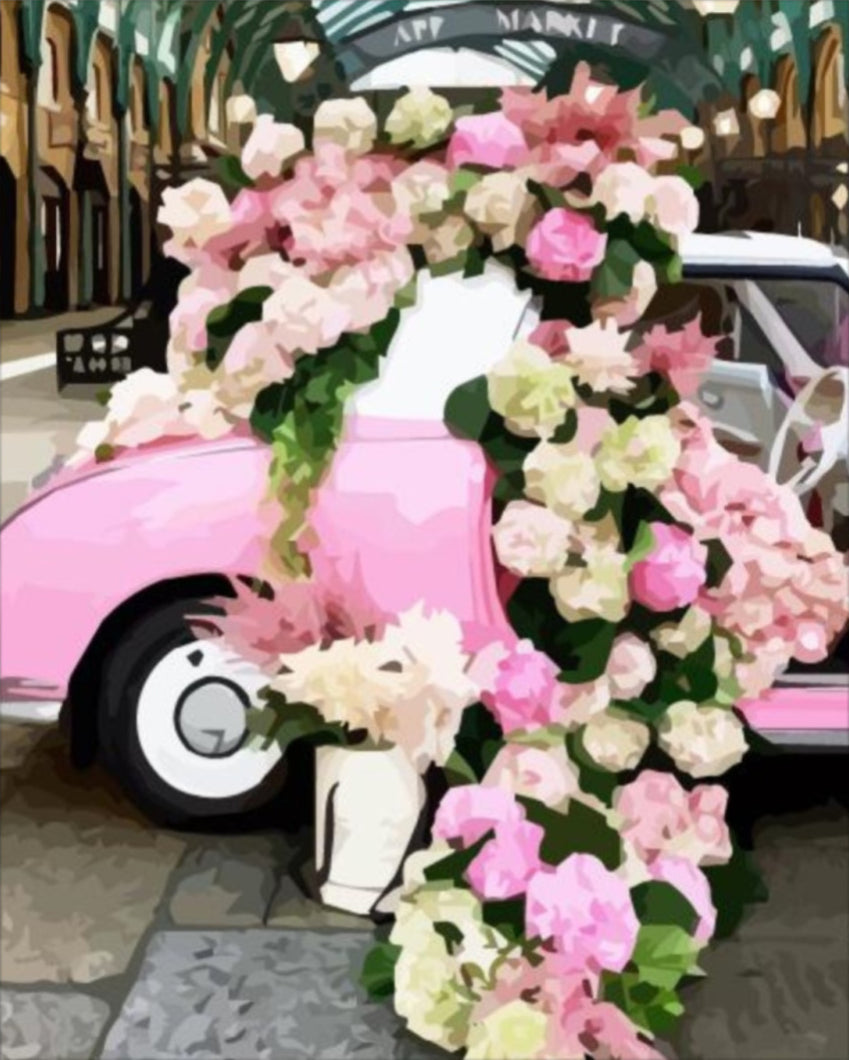 Virágos kis autó - számfestő készlet