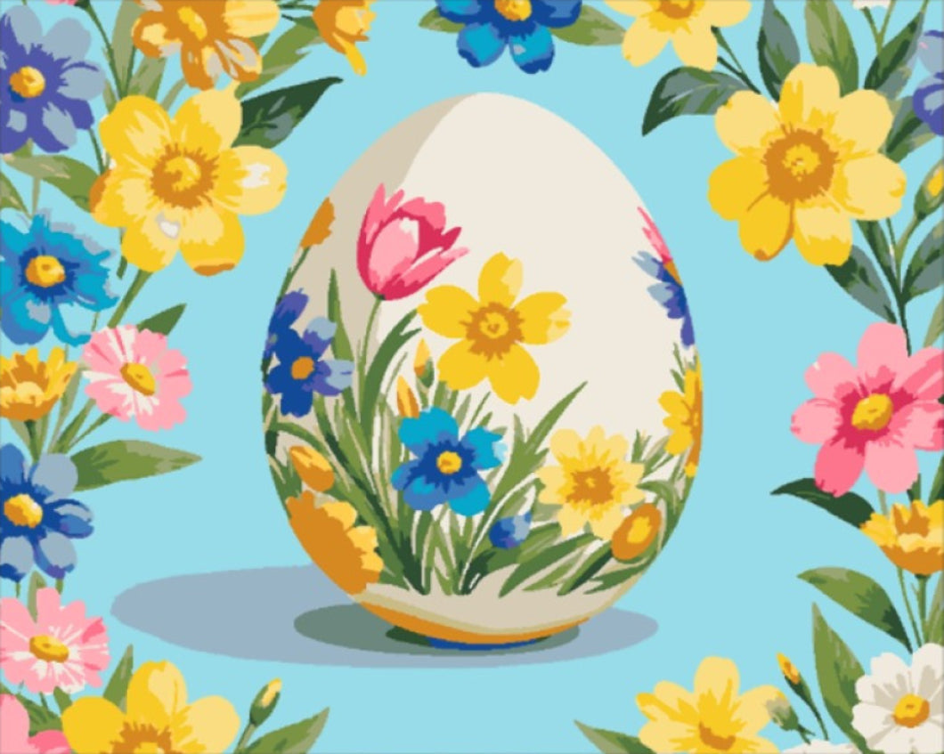 Virágos Tojás - húsvéti számfestő készlet