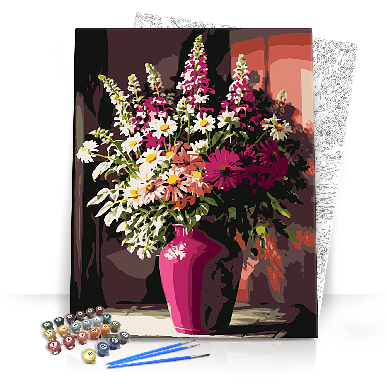 Virágözön magenta vázában - számfestő készlet