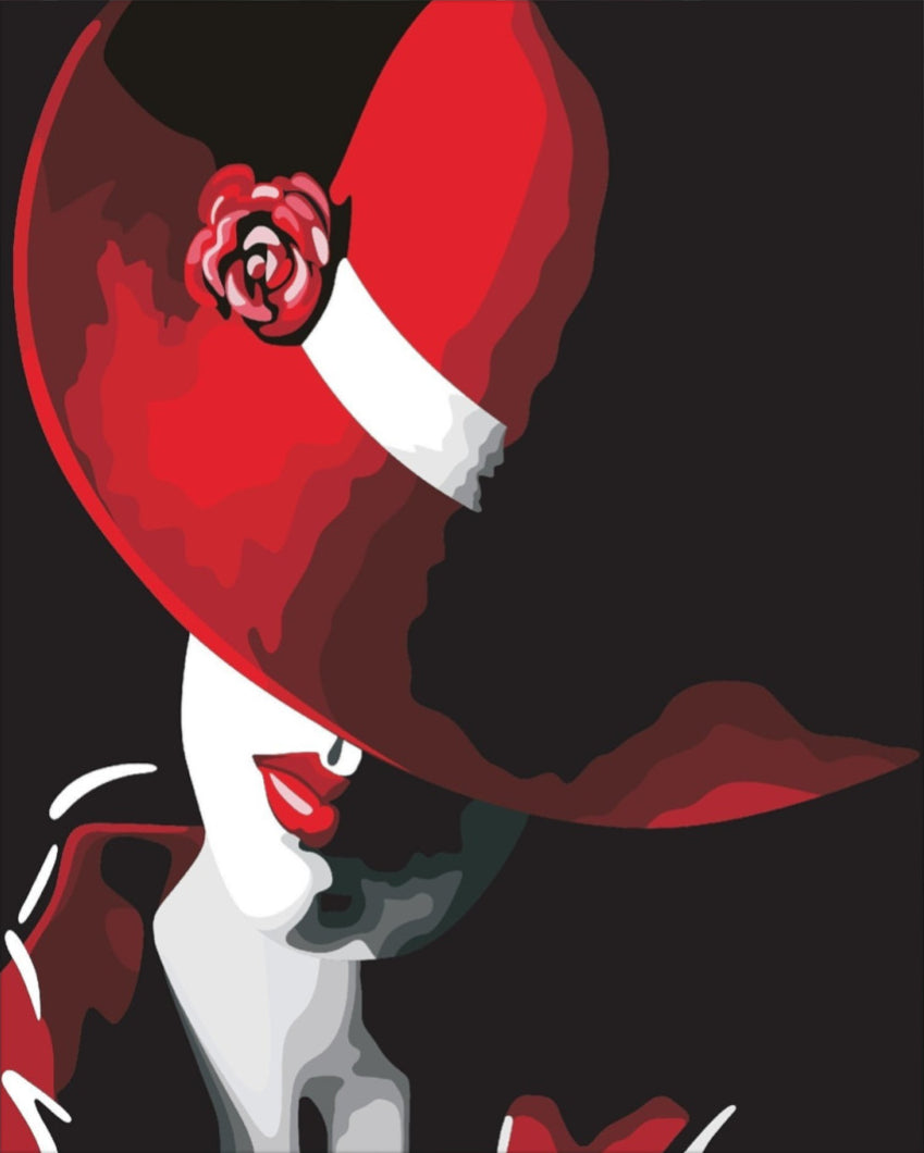 Vörös Kalapos Hölgy 2 - számfestő készlet