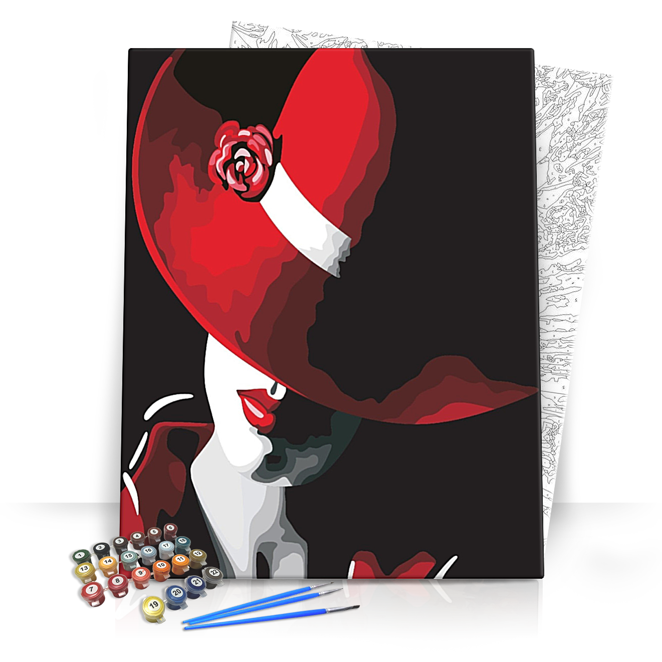 Vörös Kalapos Hölgy 2 - számfestő készlet