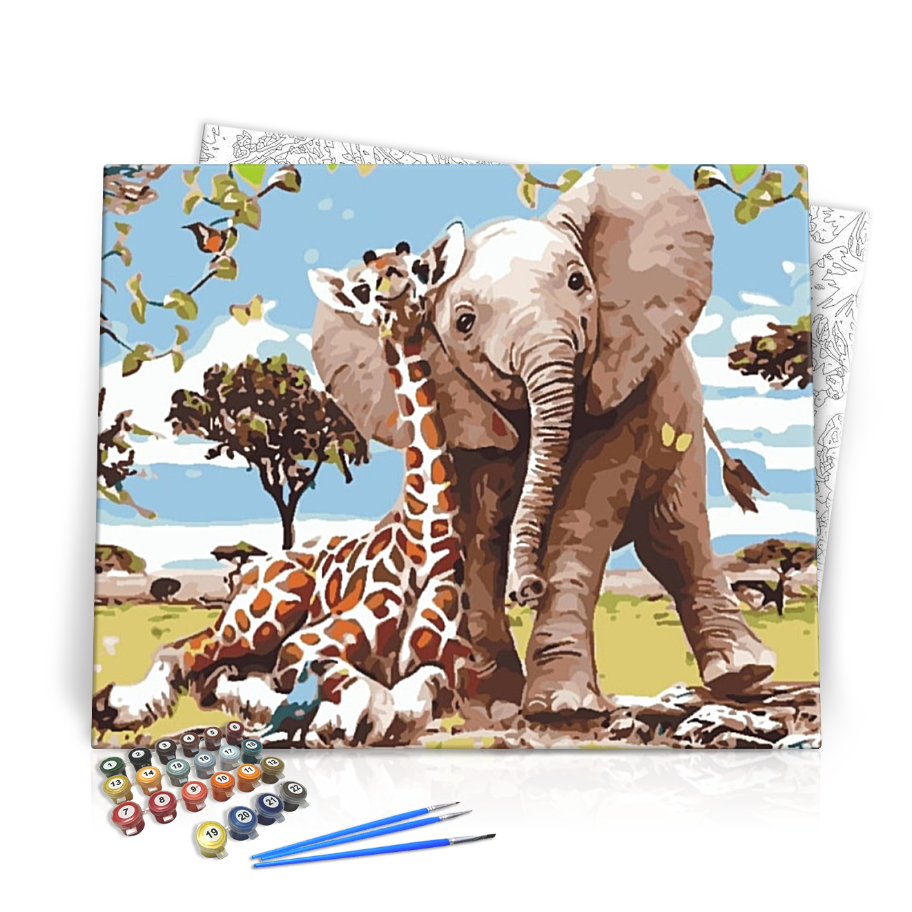 Zsiráf és Elefánt - számfestő készlet