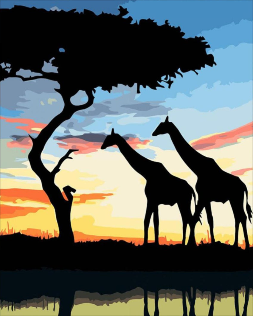 Zsiráfok a szavannán - számfestő készlet