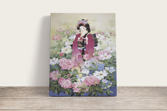 Japán Énekes Virágokkal - számfestő készlet