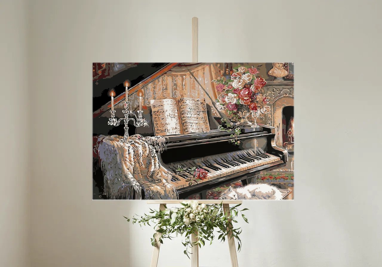 Rózsás Zongora - számfestő készlet