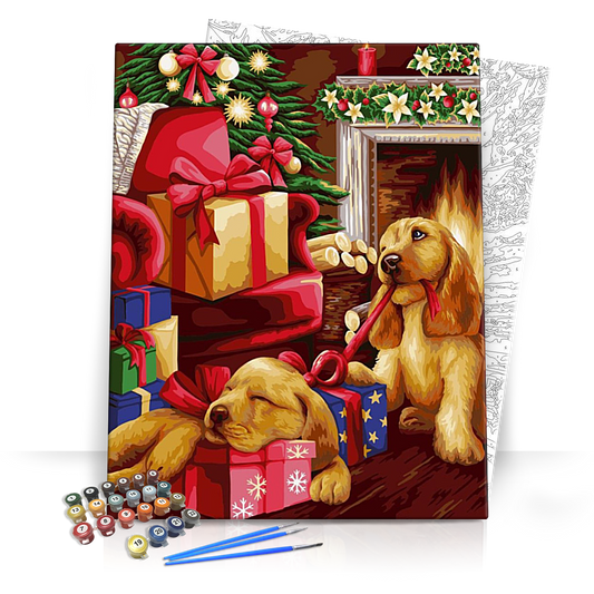 Ajándékbontó kutyuk - számfestő készlet