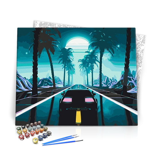 Autózás a Holdfényben - számfestő készlet