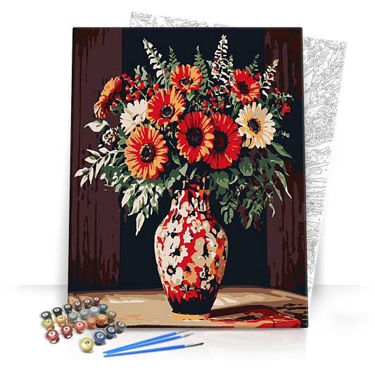 Bájos gerberák - számfestő készlet