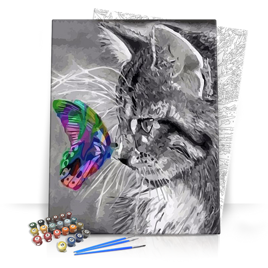 Cica és pillangó - számfestő készlet