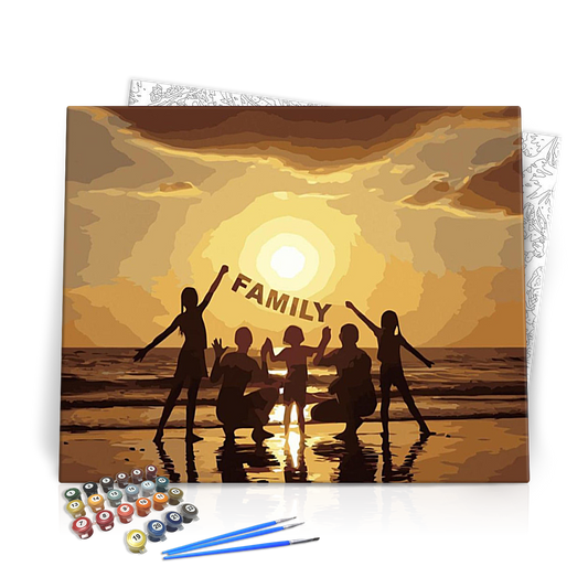 Családi naplemente - számfestő készlet