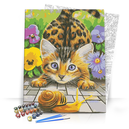 Csiga játék a cicával  - számfestő készlet