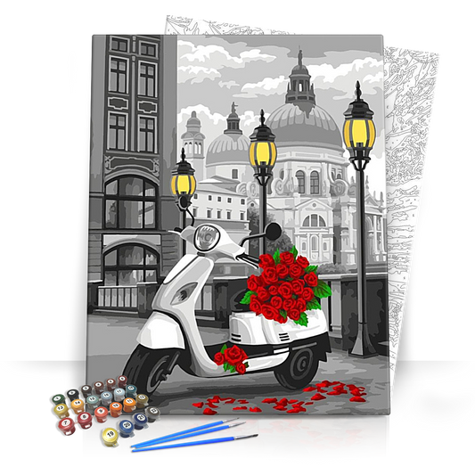 Fehér Vespa  - számfestő készlet