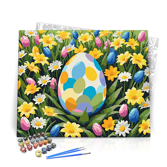 Festett Tojás a Virágok Között - húsvéti számfestő készlet