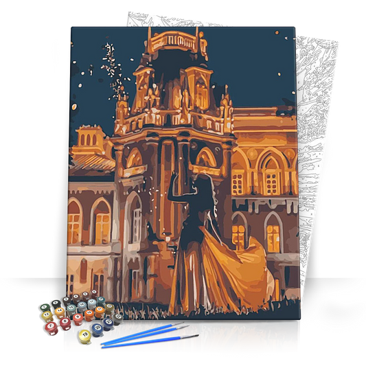 Kastély este - számfestő készlet