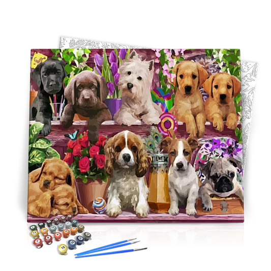 Kutyák csoportja - számfestő készlet