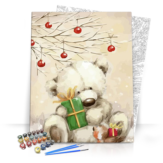 Maci ajándékkal - számfestő készlet