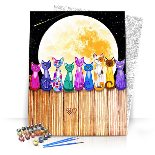 Macskák a Holdfényben - számfestő készlet