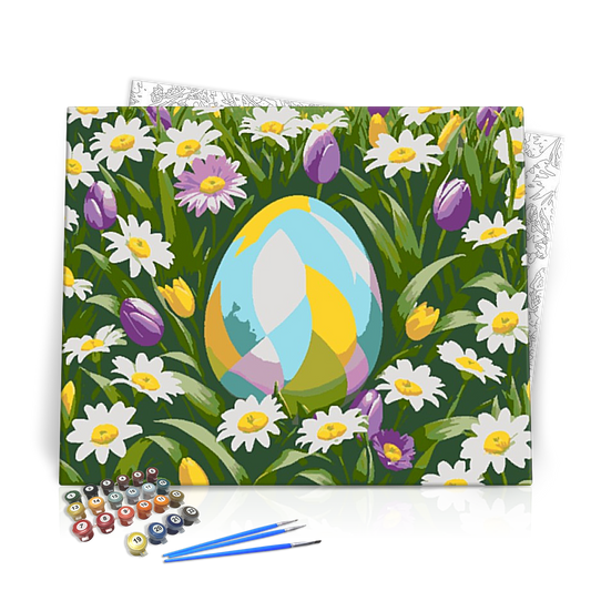 Megbújva a Virágok Között - húsvéti számfestő készlet