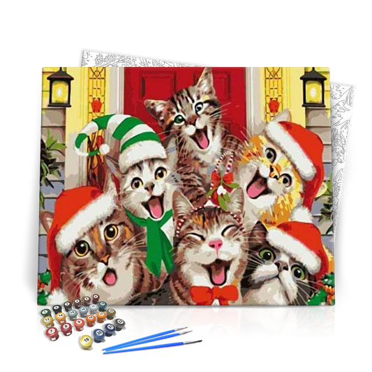 Mikulás Macskák - számfestő készlet