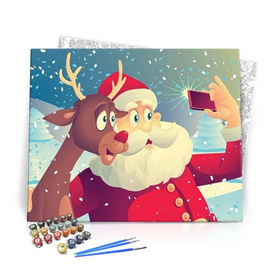 Mikulás szelfi - számfestő készlet