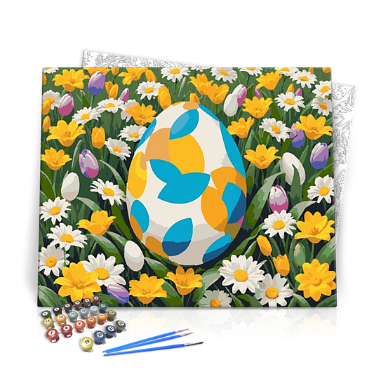 Mintás Tojás a Virágok Között - húsvéti számfestő készlet