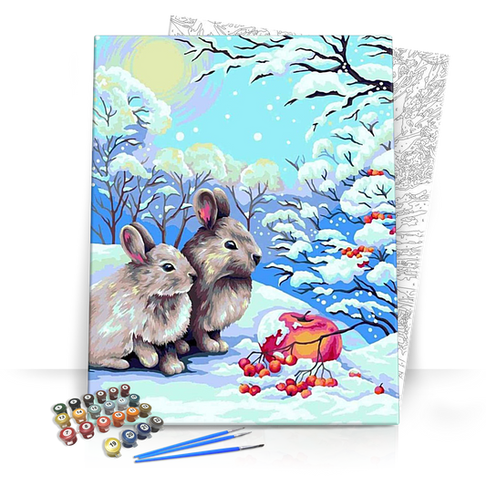 Nyuszik télen - számfestő készlet