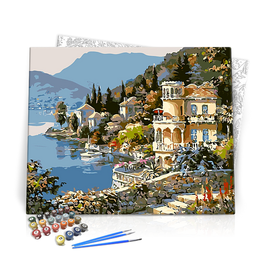 Olasz Tengerparti Város - számfestő készlet