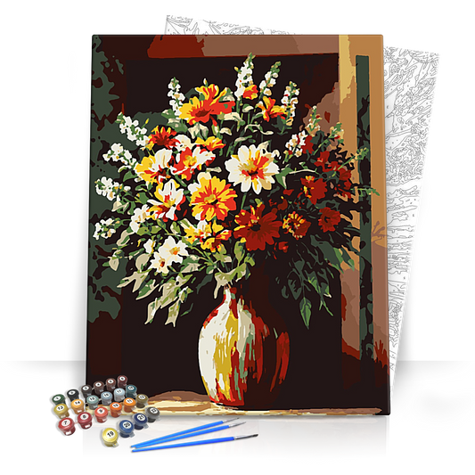 Őszi kerti virágcsokor - számfestő készlet