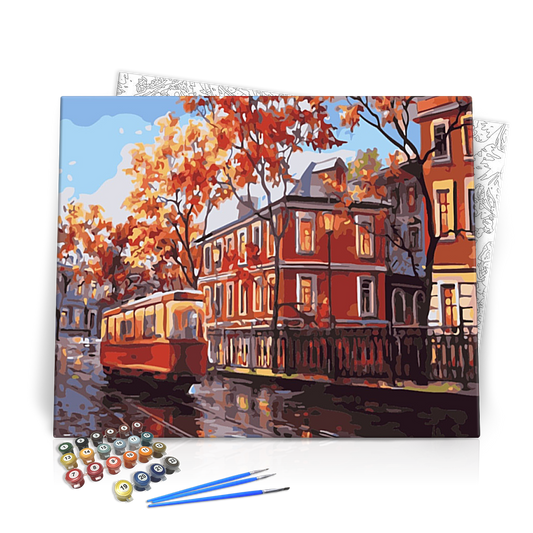 Őszi Villamos - számfestő készlet