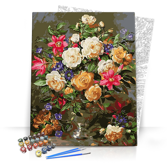 Őszi virágok - számfestő készlet