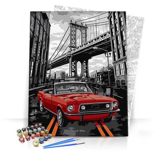 Piros cabrio - számfestő készlet