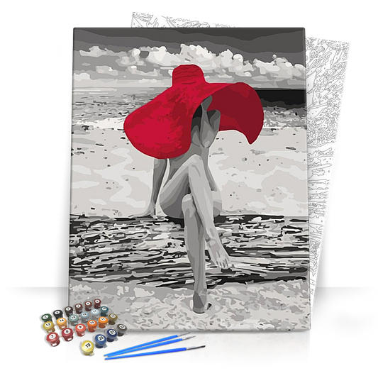 Piros kalapban - számfestő készlet