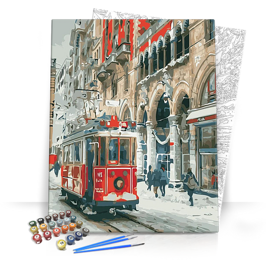 Piros villamos - számfestő készlet