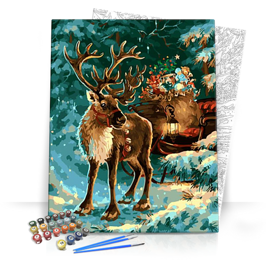 Rénszarvas krácsonykor - számfestő készlet