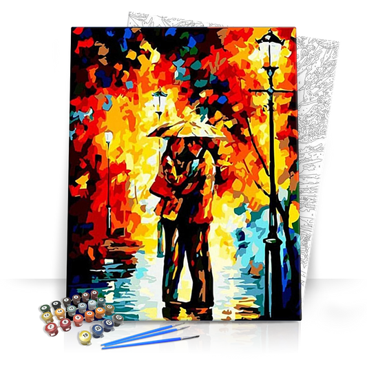 Romantika az Esőben - számfestő készlet