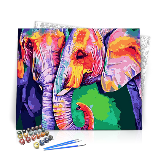 Színes elefántok - számfestő készlet