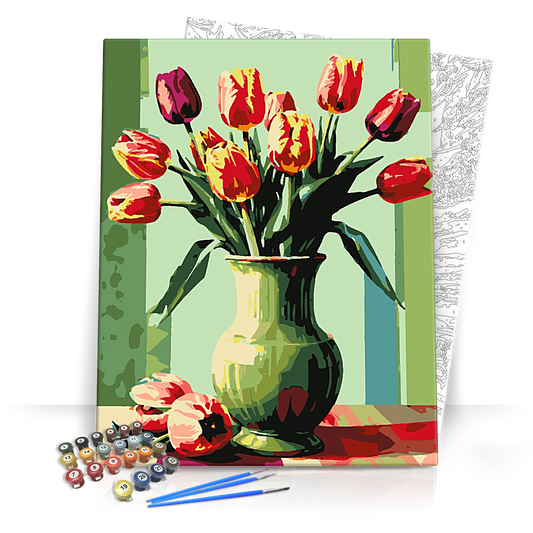 Színkavalkád vázában - számfestő készlet