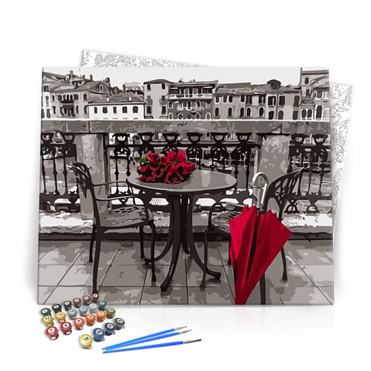 Szürke és Bordó Terasz - számfestő készlet