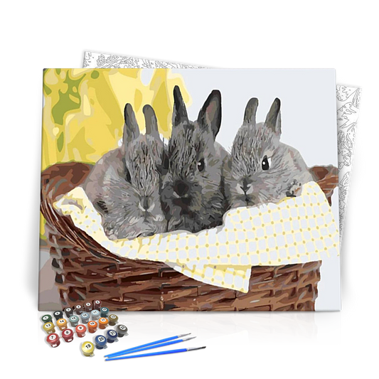 Szürke nyuszik - számfestő készlet